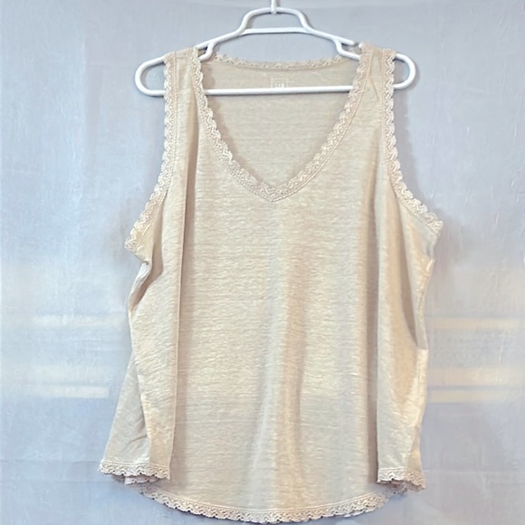 GAP light tan cream camisole lace trim XXL tank - Picture 1 of 3